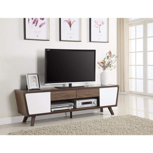 TV Stand | Mid Century | 2 Tone | White Brown Finish