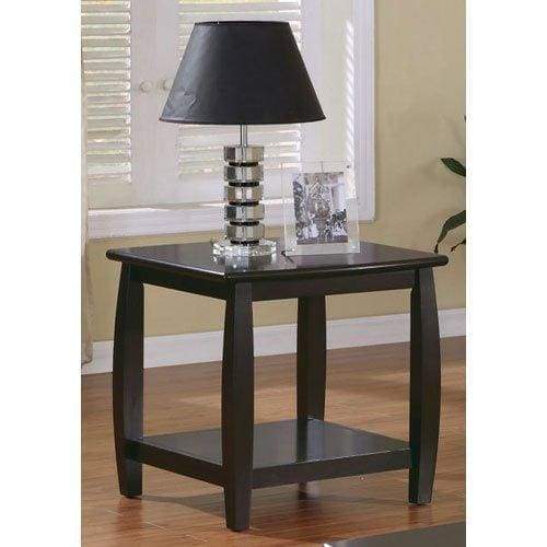 Contemporary Style Solid Wood End Table With Slightly Rounded Shape, Dark Brown - 701077