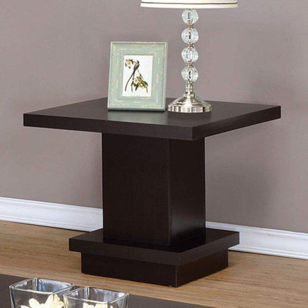 Contemporary End Table With Pedestal Base, Cappuccino Brown - 705167