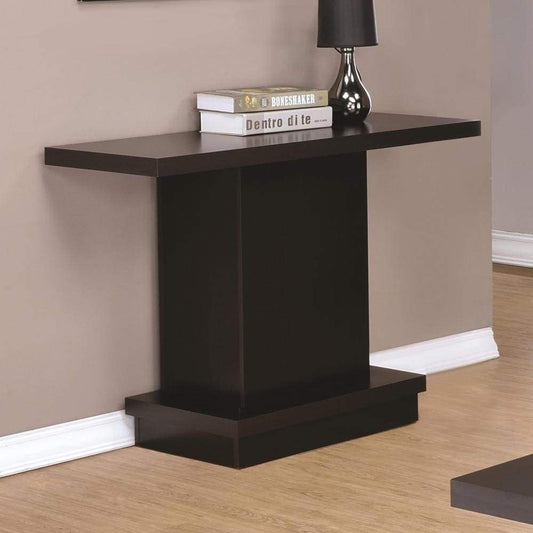 Contemporary Sofa Table With Pedestal Base, Cappuccino Brown - 705169
