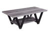 Zigzag Contemporary Solid Wooden Coffee Table With Bottom Shelf, Gray And Black - 705398