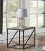 Industrial Style Minimal End Table With Wooden Top And Metallic Base, Gray - 705617