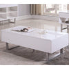Contemporary Storage Coffee Table With Metallic Base, Glossy White - 705698