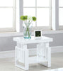 22 Inch Wood End Table, Geometric Frame, 1 Shelf, Glossy White