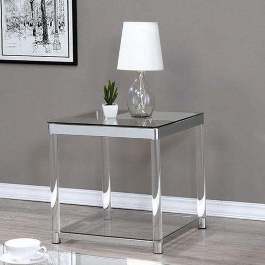 Contemporary Coffee Table With Tempered Glass Top & Chrome Silver Legs, Clear - 720747