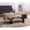 Modern Driftwood Open Shelf Coffee Table, Gray and Brown