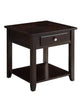 Wooden End Table With Drawer and Bottom Shelf, Walnut Brown - 721037
