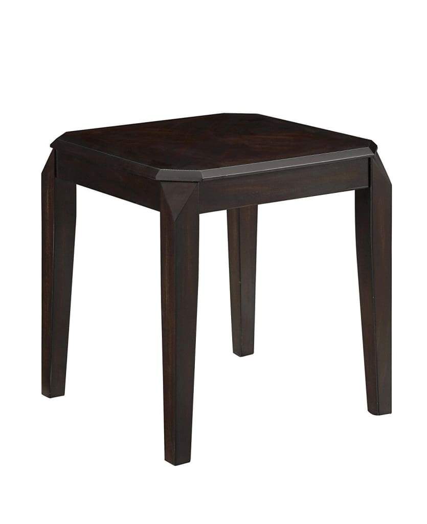 Solid Wooden End Table With Beveled Corners, Walnut Brown - 721047