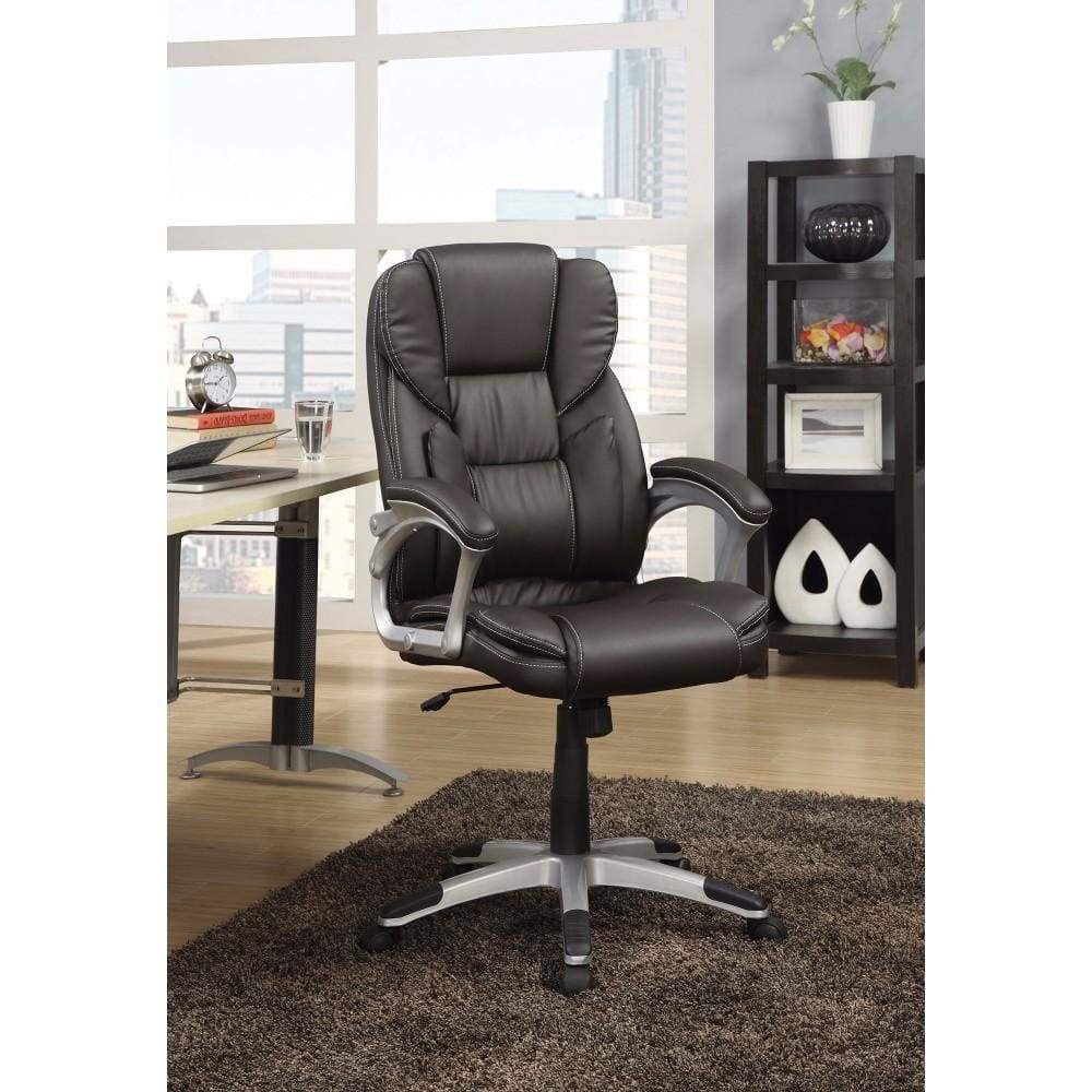 Executive High-Back Leather Chair, Dark Brown