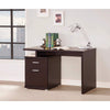 Wooden Contemporary Desk with Cabinet, Brown