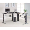Captivating L Shape Black Computer Desk with Silver Frame