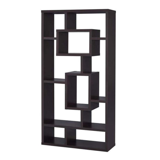 Aesthetic Fine Looking Rectangular Bookcase, Cappuccino Brown