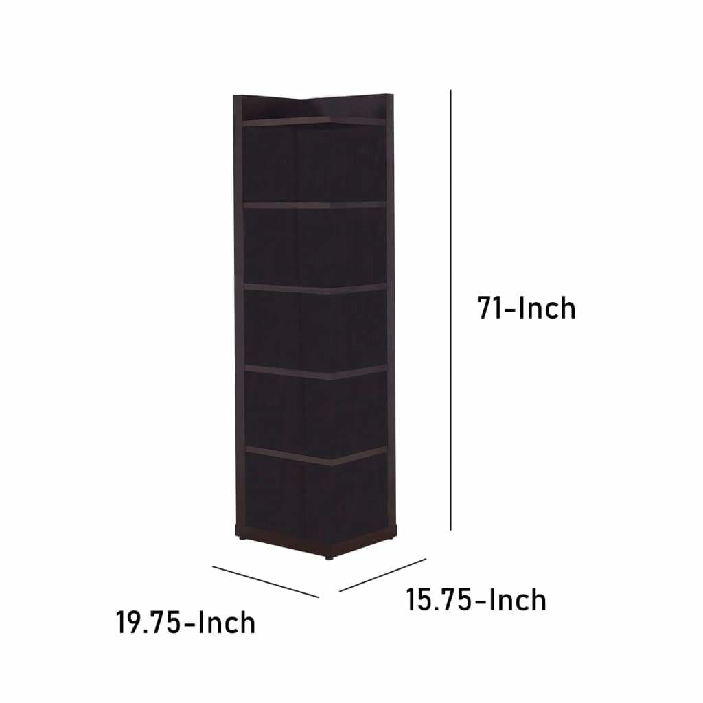 Wooden Corner Bookcase with Open Side Brown CCA-800270