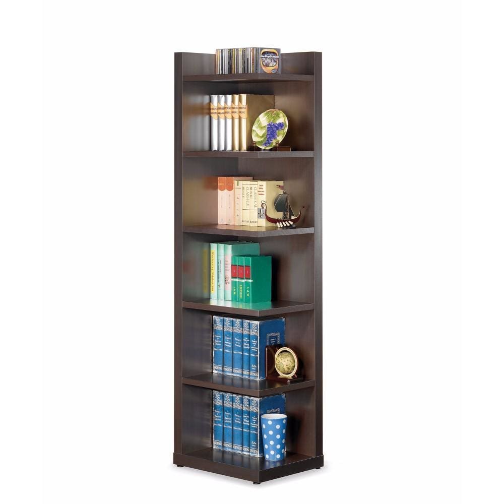 Wooden Corner Bookcase with Open Side Brown CCA-800270