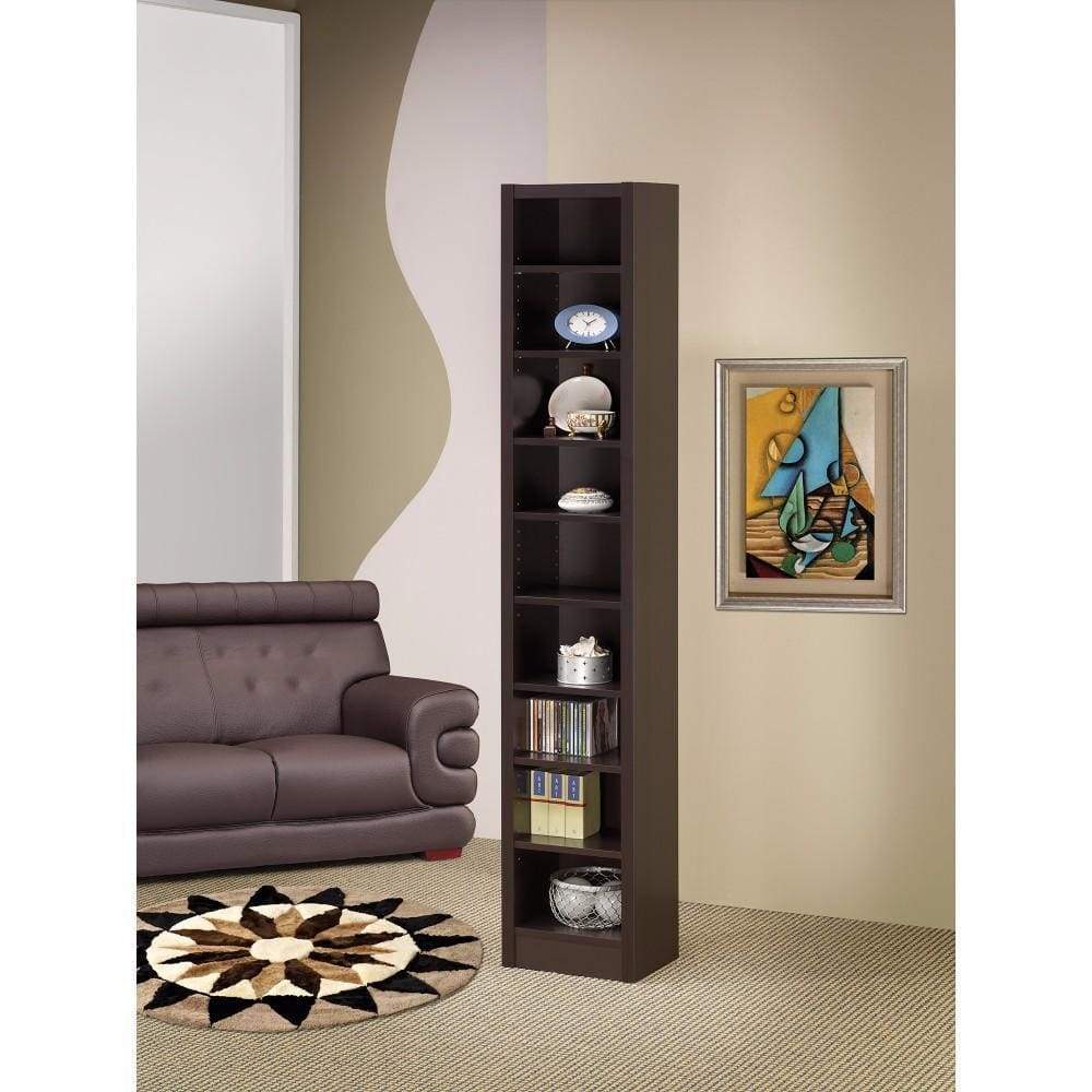Glimmering Brown Narrow Wooden bookcase