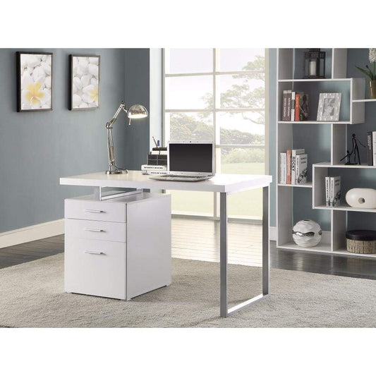 Superb White Office Desk With Reversible Set-Up