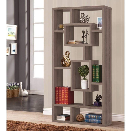 Splendid Geometric Cubed Rectangular Bookcase, Gray