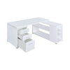 Contemporary L Shaped Office Desk with 3 Drawers and Shelves White CCA-800516