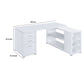 Contemporary L Shaped Office Desk with 3 Drawers and Shelves White CCA-800516