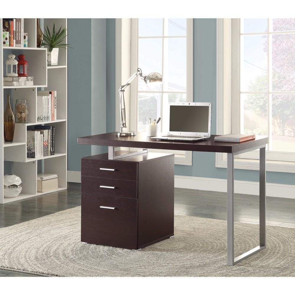Office Desk | Contemporary Style | File Drawer | Brown