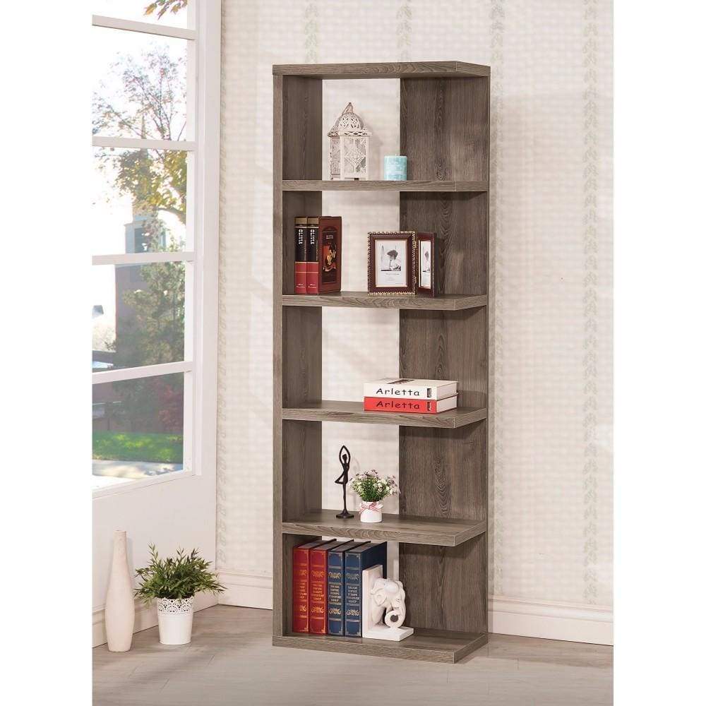 Bookcase | Semi Backless | Spacious Wood Frame | Gray