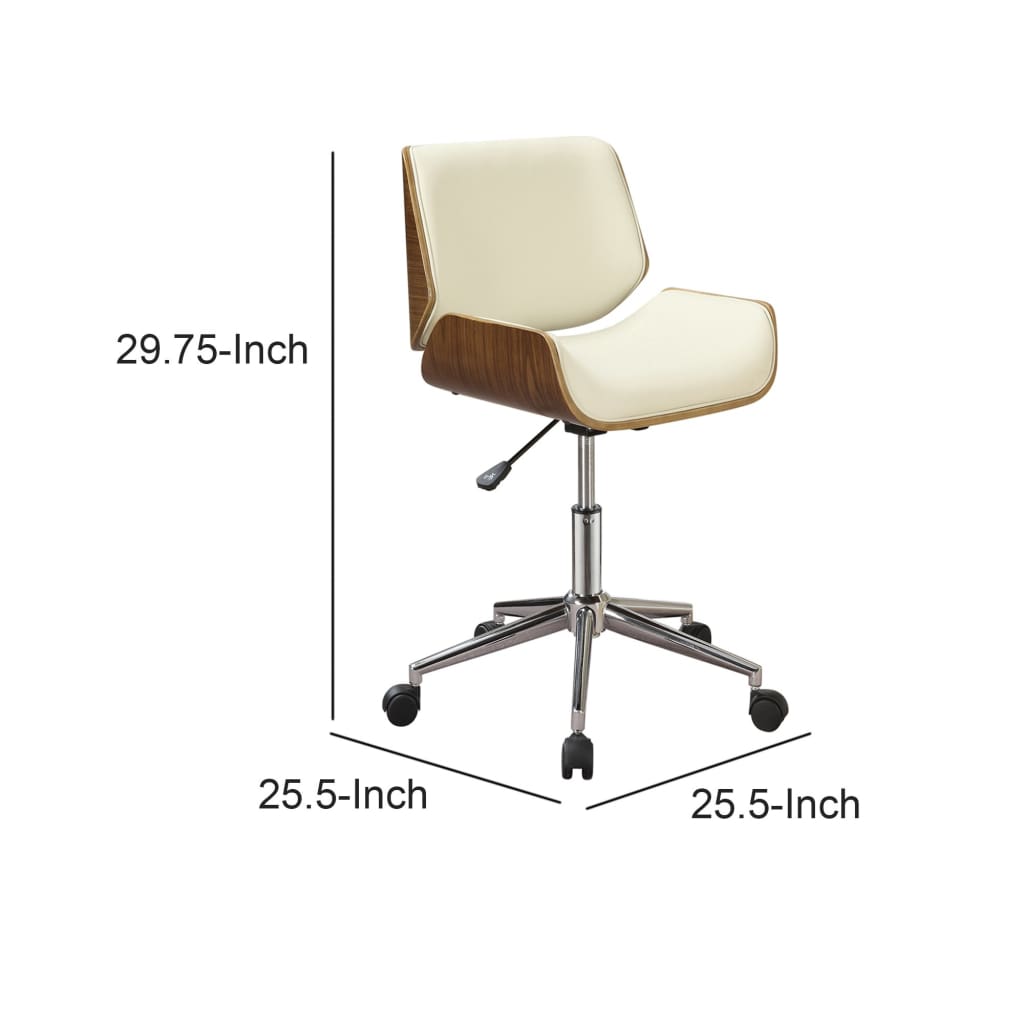 Contemporary Small-Back Home Office Chair Beige/Walnut CCA-800613