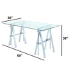 Adjustable Writing Desk with Sawhorse Legs Clear And Silver CCA-800900