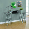 Adjustable Writing Desk with Sawhorse Legs, Clear And Silver