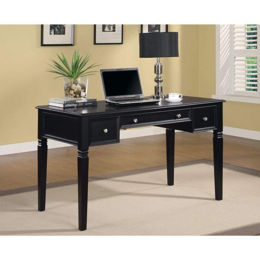 Classic Wooden Writing Desk with Keyboard Drawer, Black