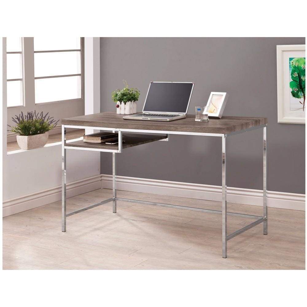 Writing Desk | Sleek & Elegant | Shelf | Gray Finish