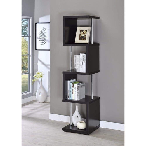 Bookcase | 4 Tier Wood Metal Design | Black Finish