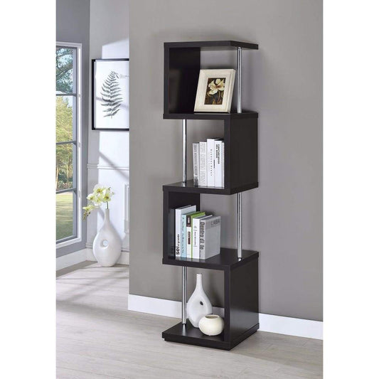 Bookcase | 4 Tier Wood Metal Design | Black Finish