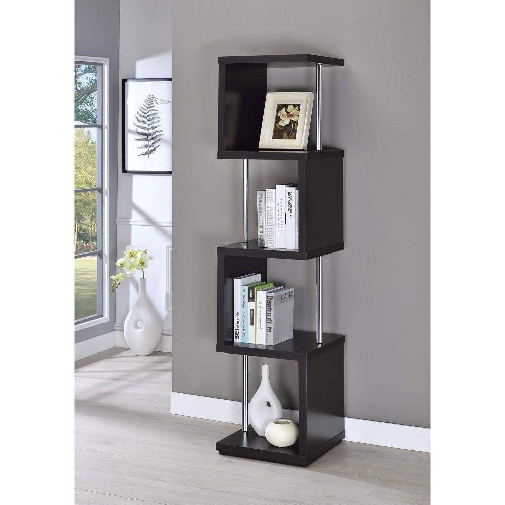 Bookcase | 4 Tier Wood Metal Design | Black Finish