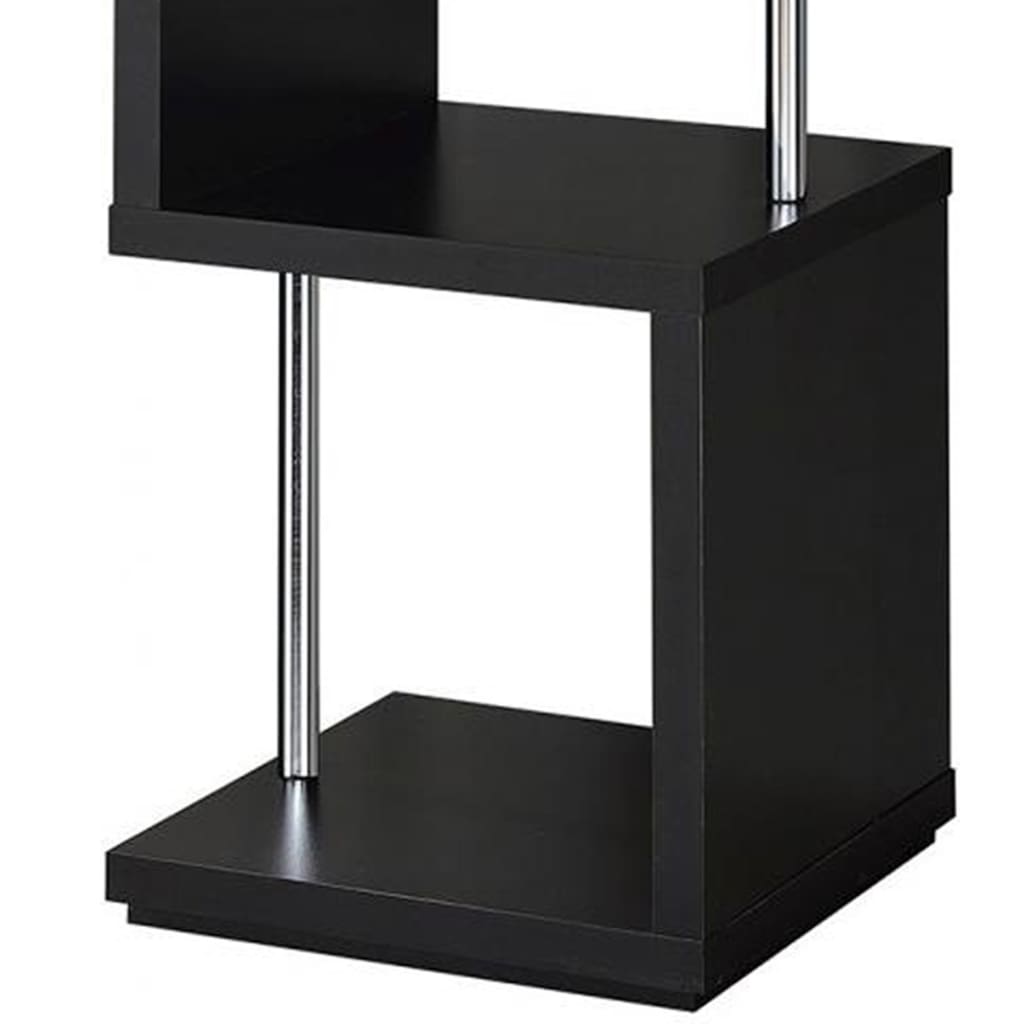 Well-made Four Tier Wood And Metal Bookcase Black CCA-801419