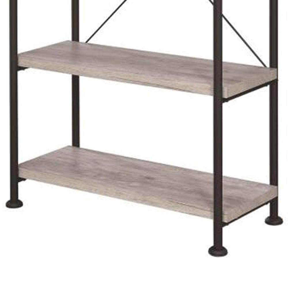 Sophisticated Wood And Metal Open Bookcase Gray CCA-801546