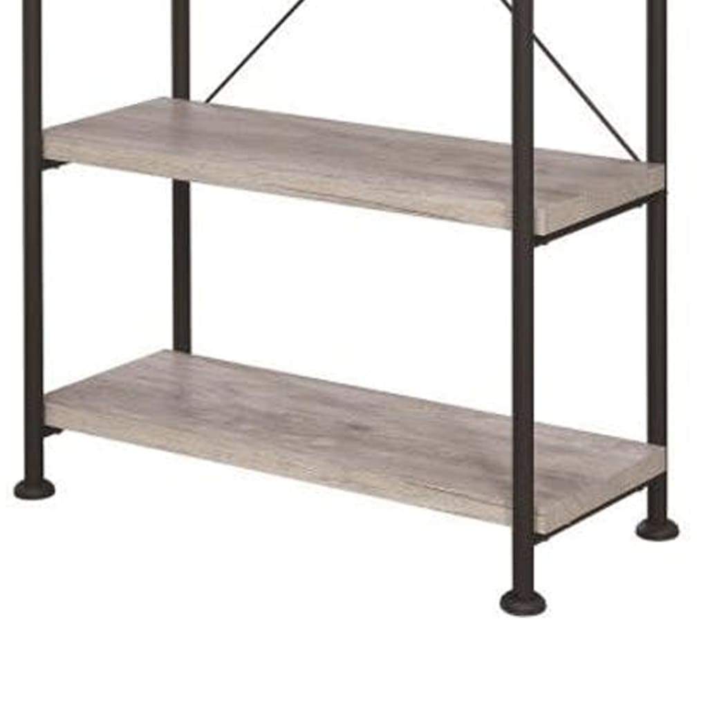 Sophisticated Wood And Metal Open Bookcase Gray CCA-801546