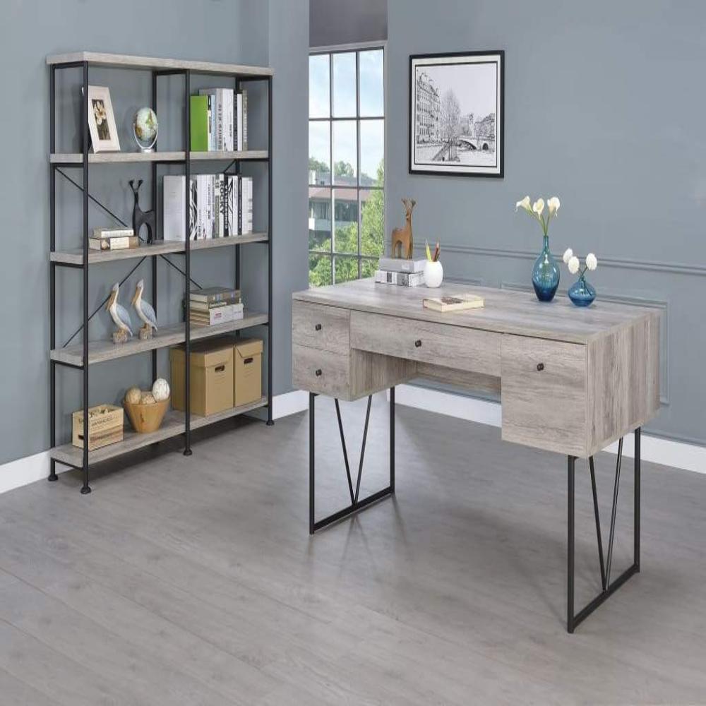 Chic Atelier Writing Desk 4 Drawer, Driftwood Gray