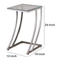 Contemporary Metal Accent Table With Glass Top Clear And Silver CCA-900082