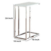 Metal Snack Table with Frosted Tempered Glass Top Clear And Silver CCA-900250