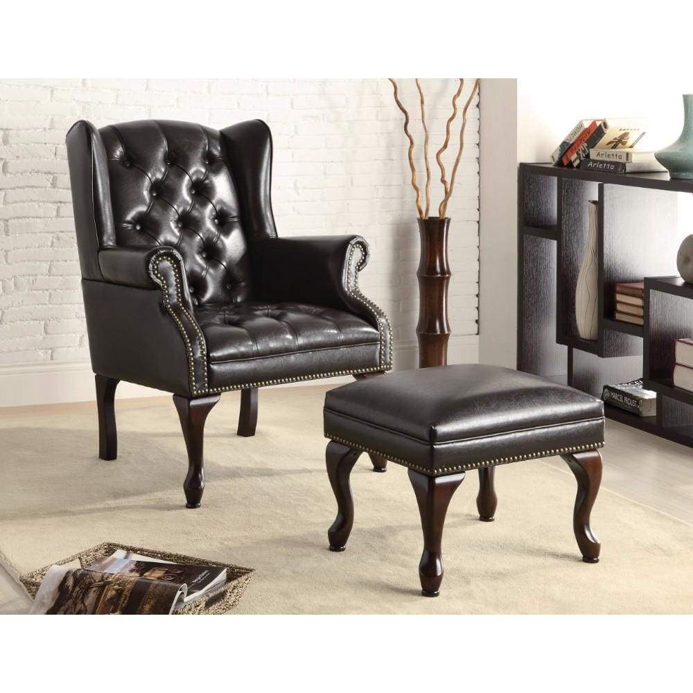 Significantly Grand Accent Chair W/Ottoman, Black