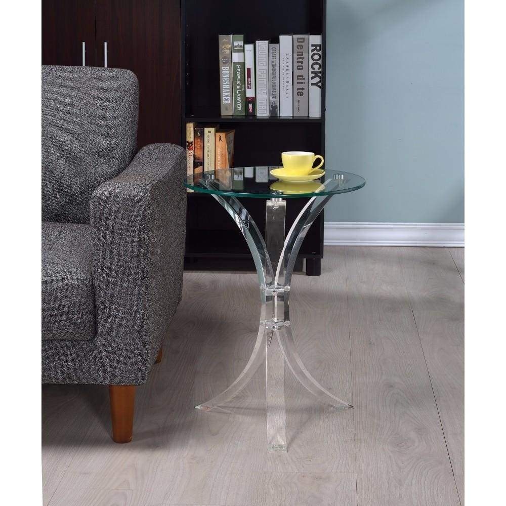 Accent Table | Acrylic Contemporary Style | Glass Top | Clear