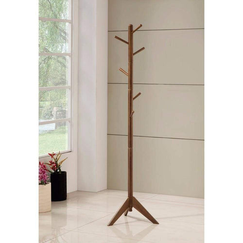 Coat Rack | Sturdy Metal Design | 6 Pegs | Brown Finish