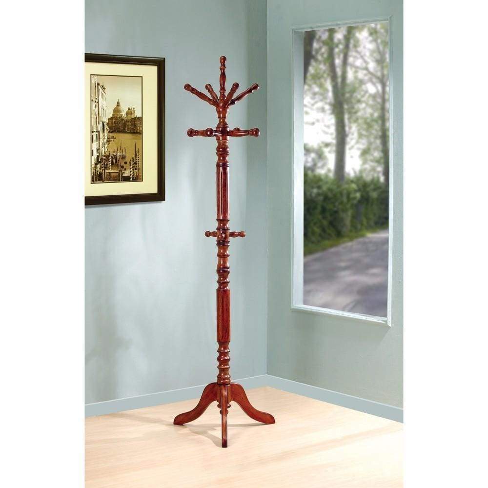 Traditional Wooden Coat Rack With Spining Top, Brown By Coaster