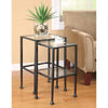 Nesting Tables | Set of 2 | Metal Frame | Glass Top | Black