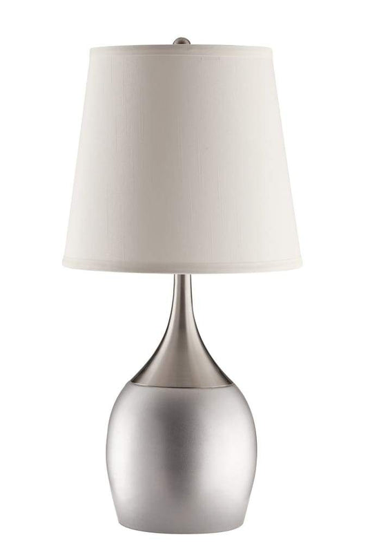 Modish Metal Table Lamp, Silver Set of 2