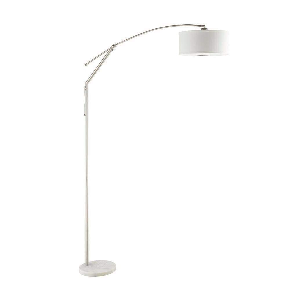Contemporary Over Arching Metal Floor Lamp, White And Silver-Coaster