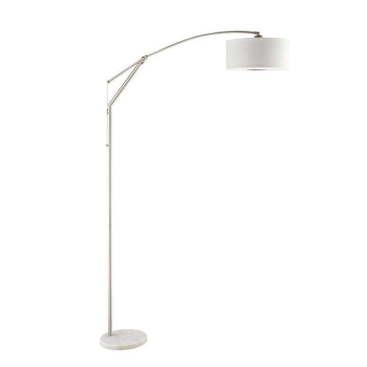 Contemporary Over Arching Metal Floor Lamp, White And Silver-Coaster