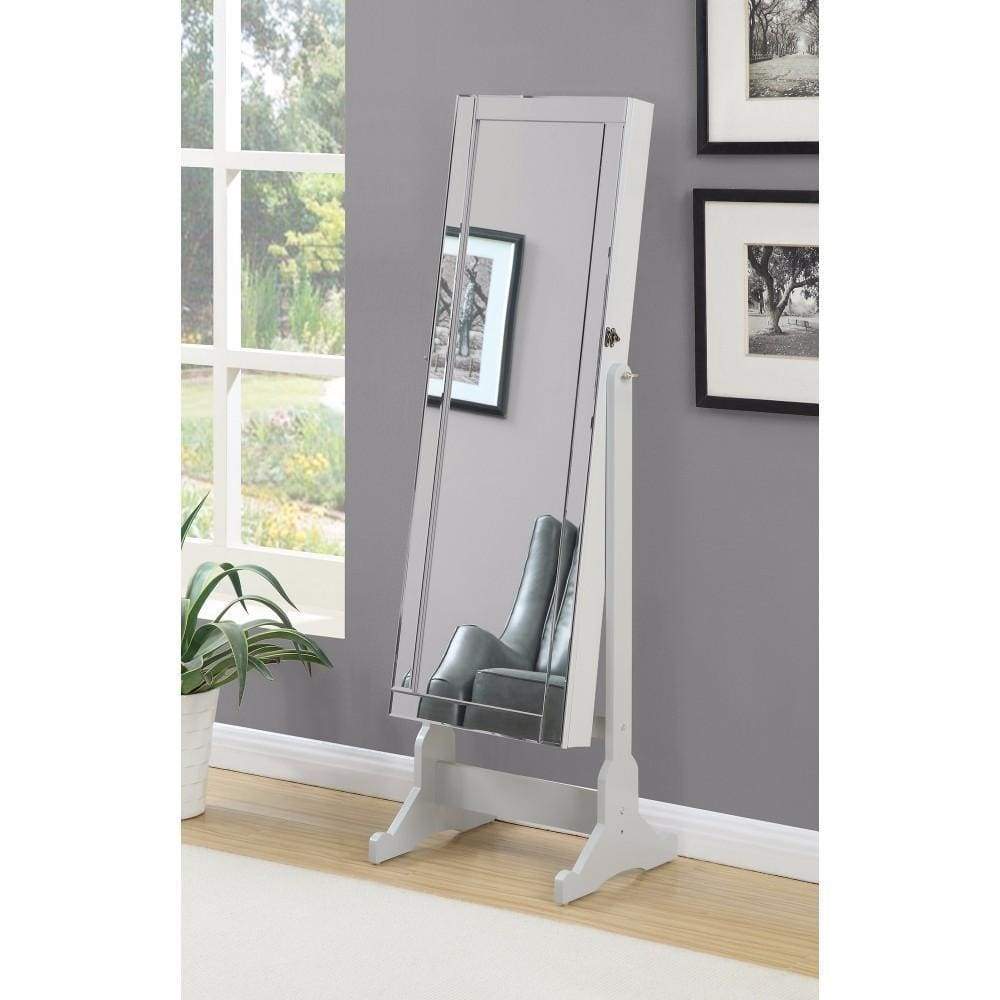 Beautiful  Jewelry Cheval Mirror  With Interior Storage, Gray By Coaster