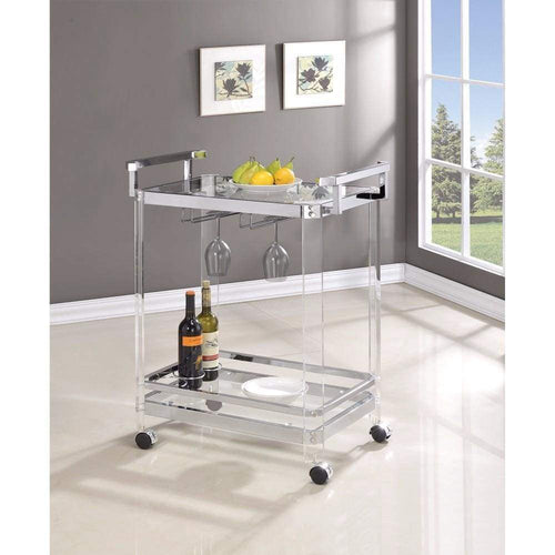 Serving Cart | Stylish Metal Base | Glass Top | Clear