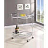 Stylish Metal Base Serving Cart With Glass Top, Clear By Coaster